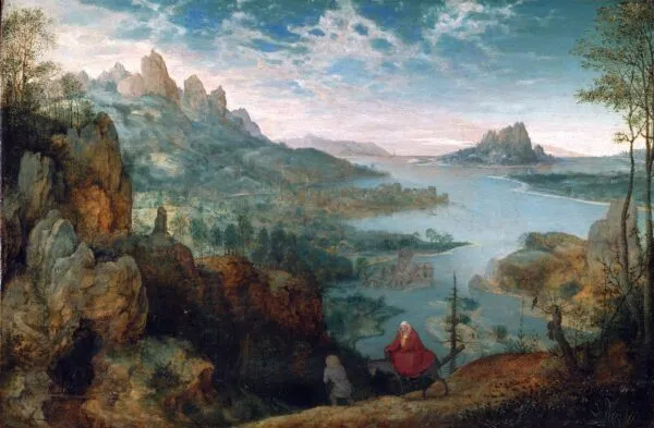 Landscape with the Flight into Egypt (1563) by Pieter Brueghel the Elder — original painting reproduced as a hand-painted oil on canvas