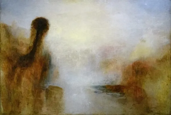Landscape with Water (1840) by J. M. W. Turner — original painting reproduced as a hand-painted oil on canvas