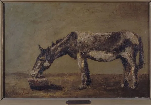 L'âne (1862) by Gustave Courbet — original painting reproduced as a hand-painted oil on canvas