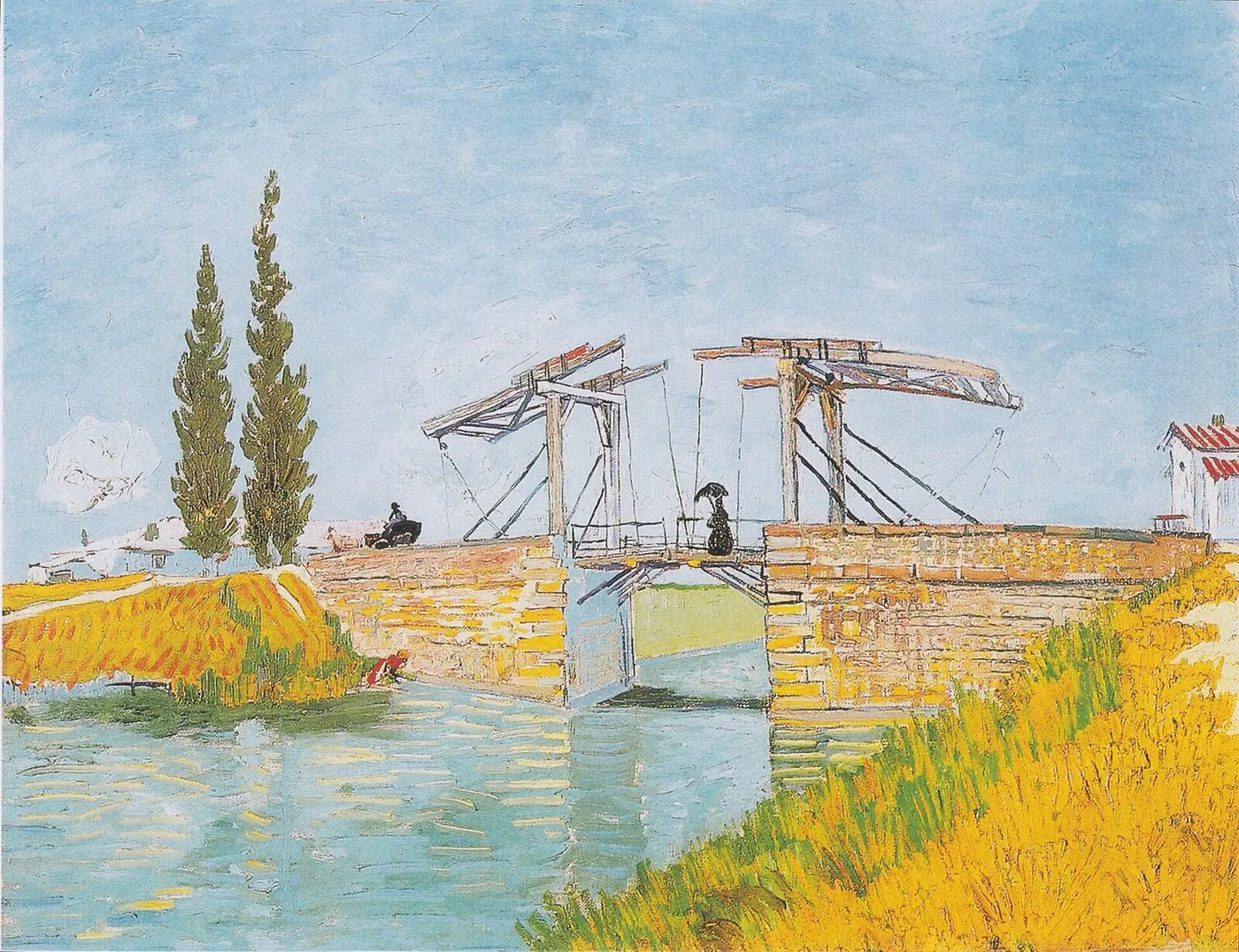 Langlois Bridge at Arles (1888) by Vincent van Gogh — original painting reproduced as a hand-painted oil on canvas