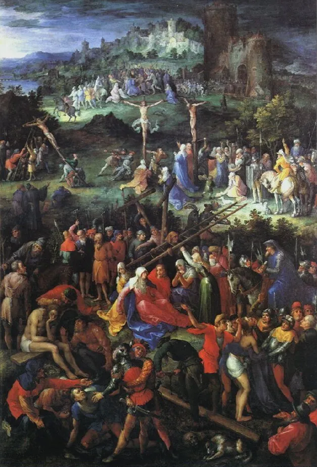 Large Calvary (1604) by Jan Brueghel the Elder — original painting reproduced as a hand-painted oil on canvas
