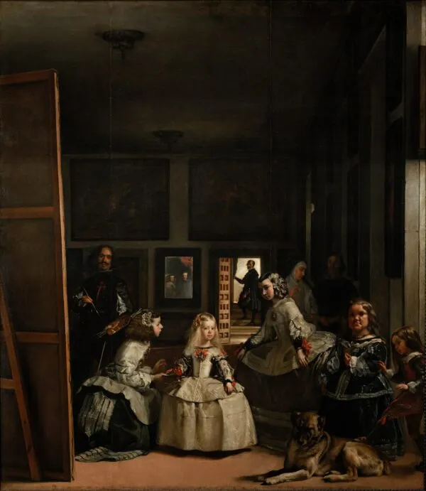 Las Meninas (1656) by Diego Velázquez — original painting reproduced as a hand-painted oil on canvas