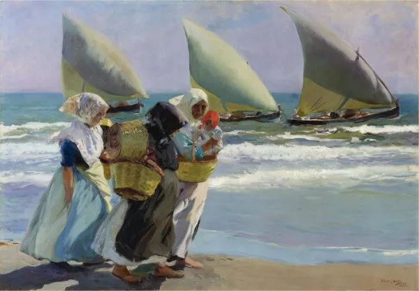 Las tres velas (1903) by Joaquín Sorolla — original painting reproduced as a hand-painted oil on canvas