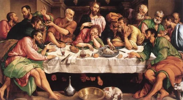 Last Supper (1546) by Jacopo Bassano — original painting reproduced as a hand-painted oil on canvas
