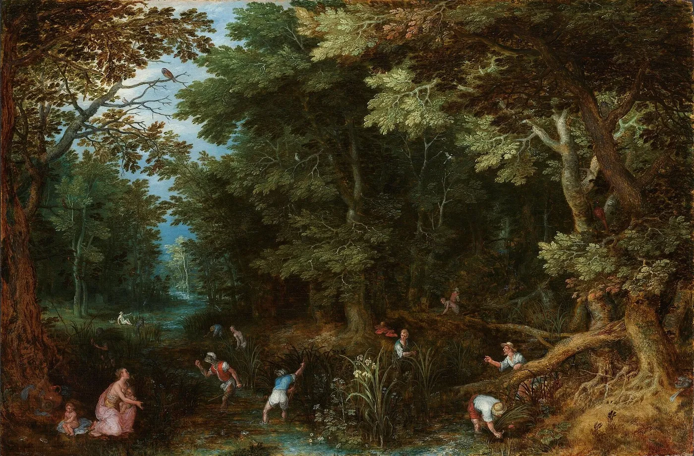 Latona and the Lycian Peasants (1605) by Jan Brueghel the Elder — original painting reproduced as a hand-painted oil on canvas