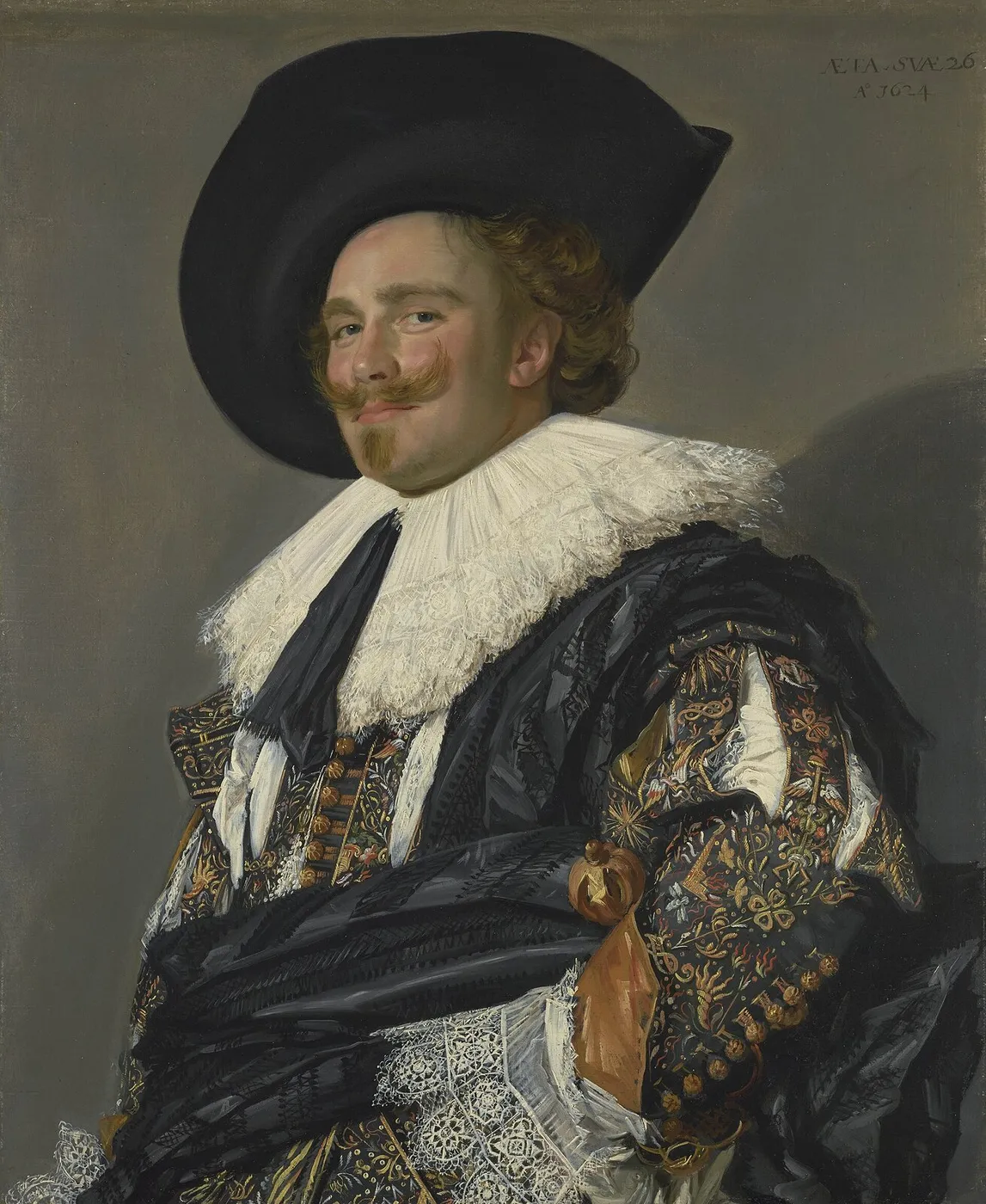 Laughing Cavalier (1624) by Frans Hals — original painting reproduced as a hand-painted oil on canvas
