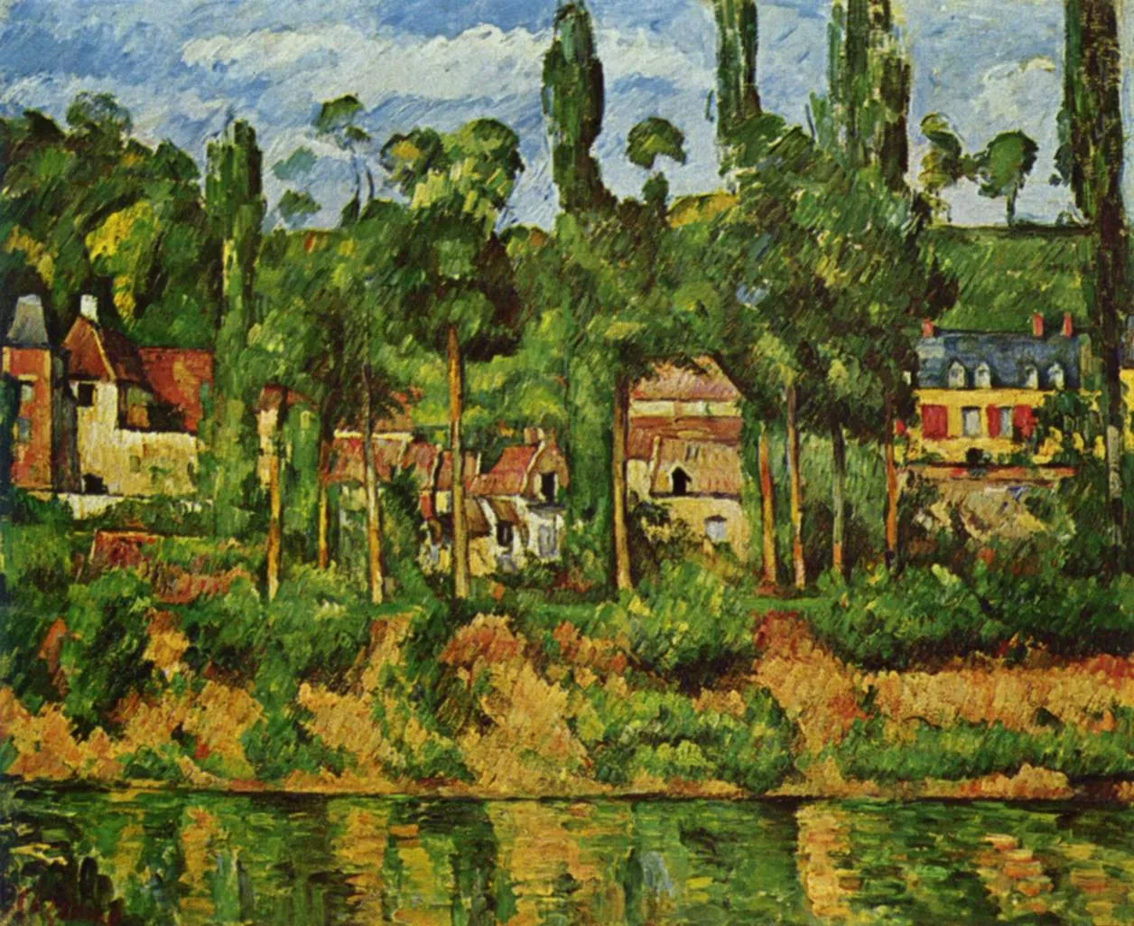 Le Château de Médan (1879) by Paul Cézanne — original painting reproduced as a hand-painted oil on canvas
