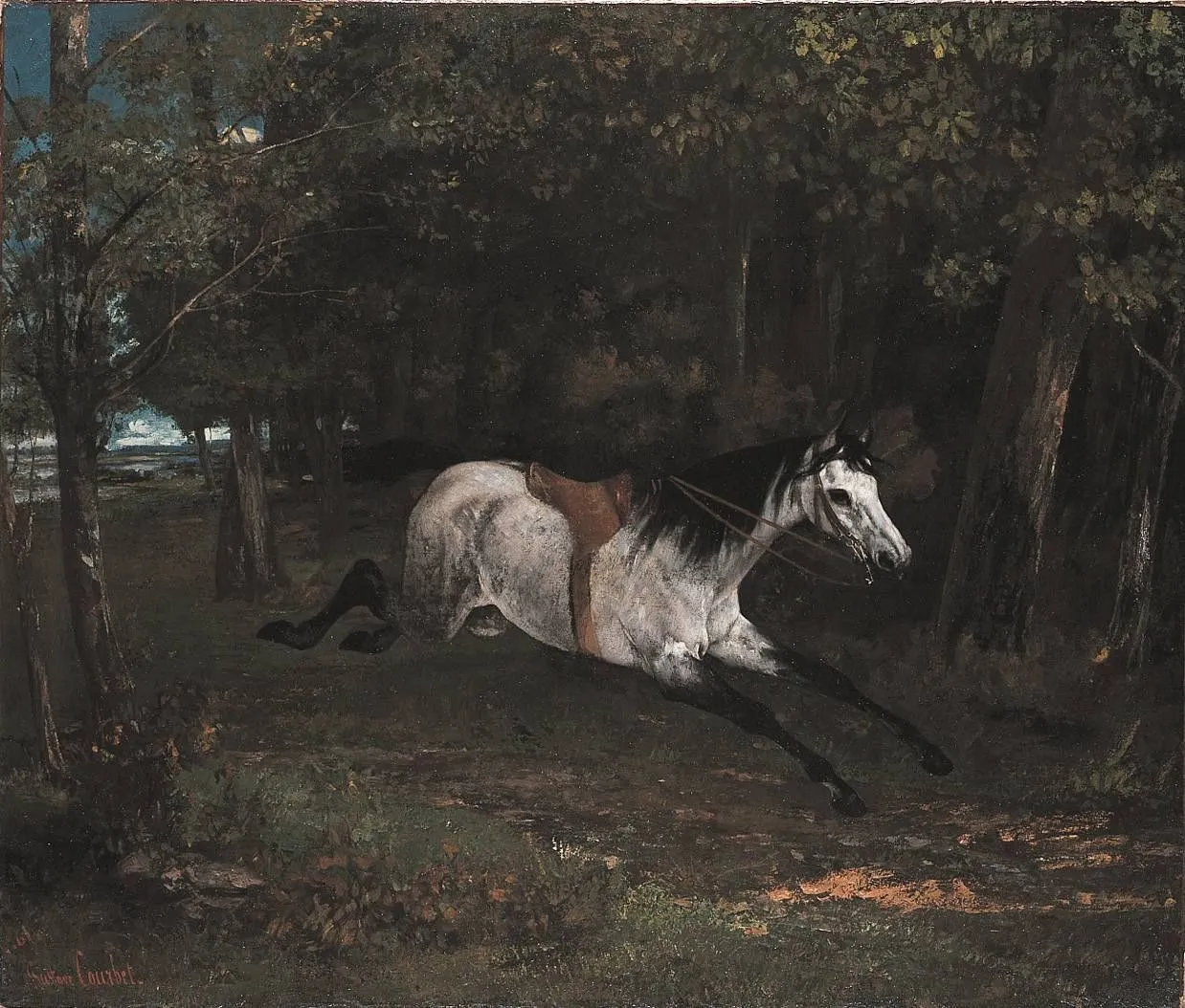 Le Cheval dérobé (1861) by Gustave Courbet — original painting reproduced as a hand-painted oil on canvas