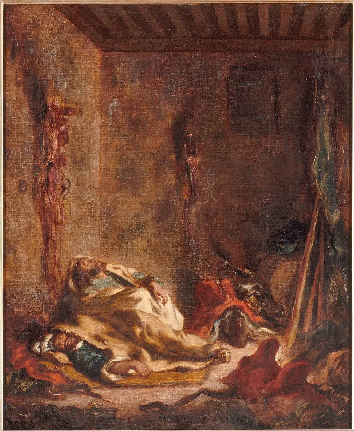 Le corps de garde à Meknès (1847) by Eugène Delacroix — original painting reproduced as a hand-painted oil on canvas