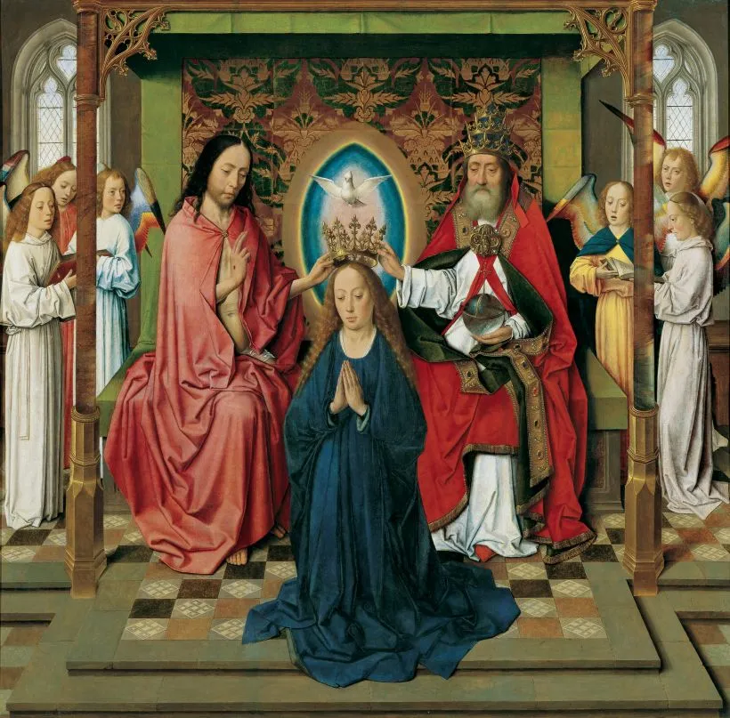 Le Couronnement de la Vierge (1450) by Dieric Bouts — original painting reproduced as a hand-painted oil on canvas