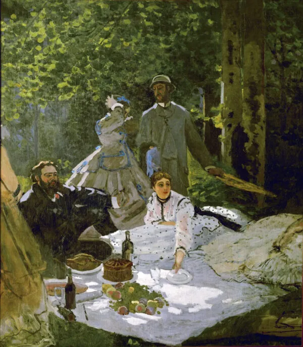 Le Déjeuner sur l'herbe (1865) by Claude Monet — original painting reproduced as a hand-painted oil on canvas