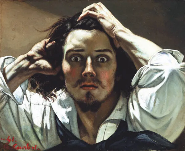Le Désespéré (1840) by Gustave Courbet — original painting reproduced as a hand-painted oil on canvas
