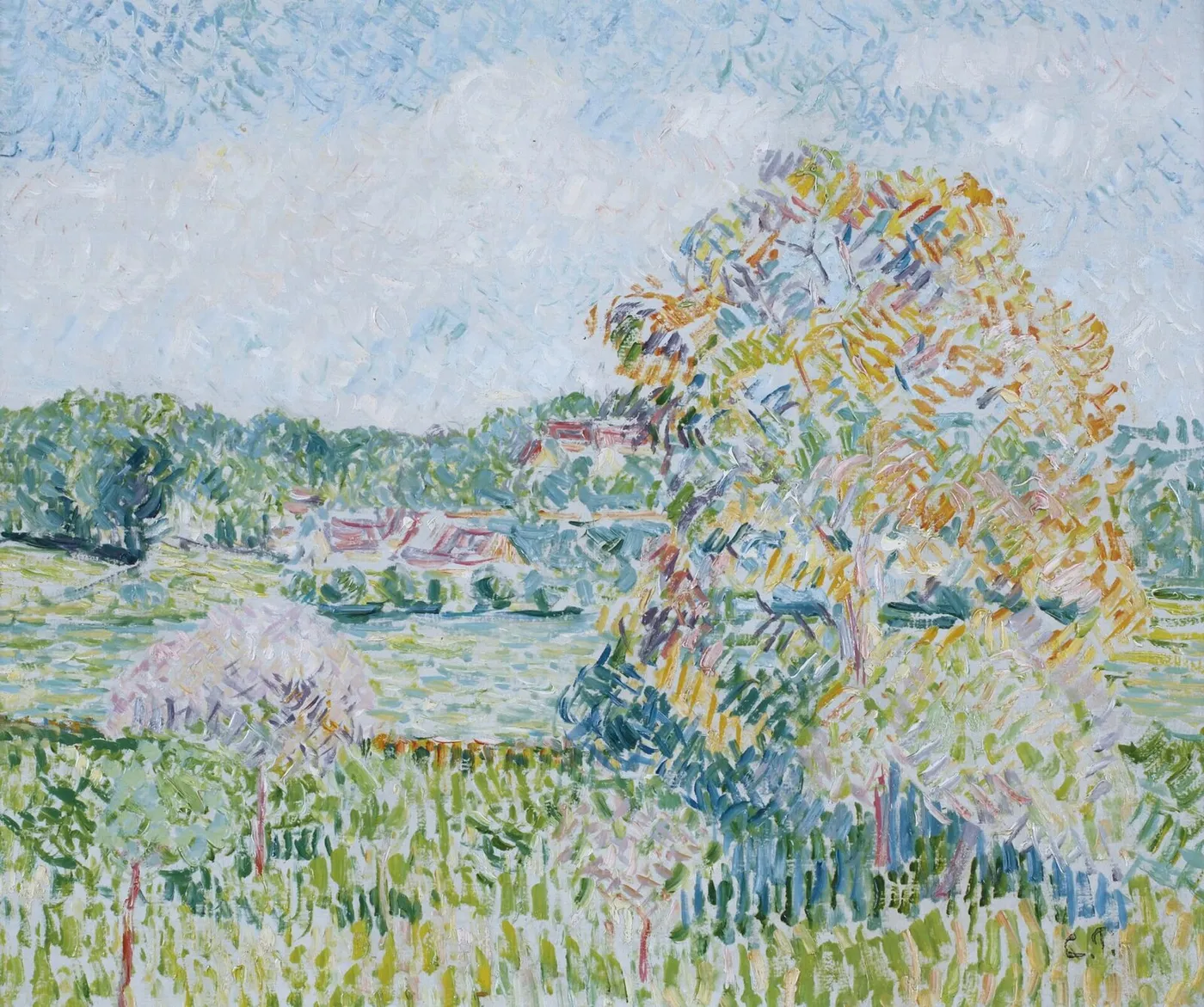 Le Grand Noyer à Éragny, automne, esquisse — Camille Pissarro