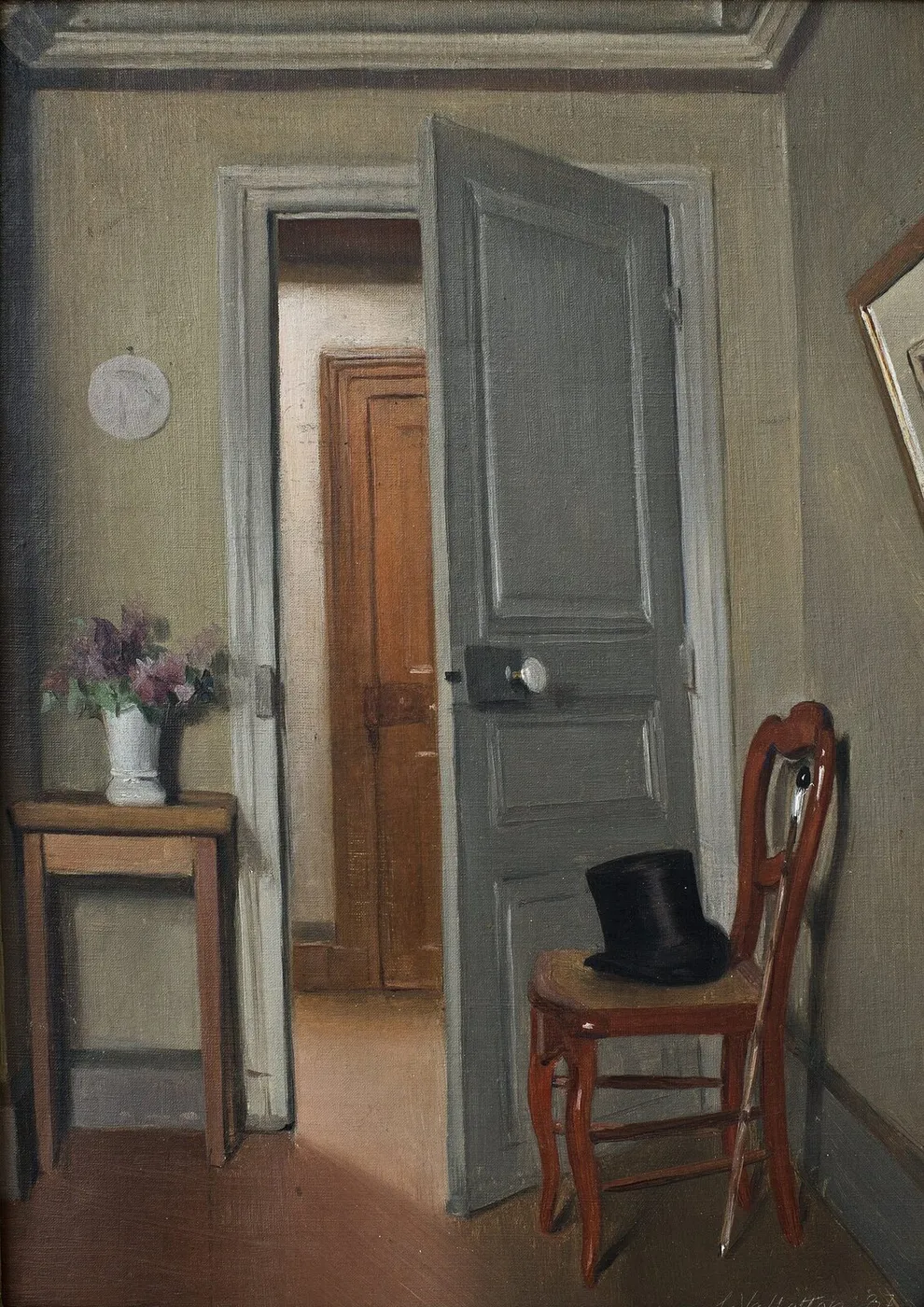 Le Haut-de-forme, intérieur (1887) by Félix Vallotton — original painting reproduced as a hand-painted oil on canvas