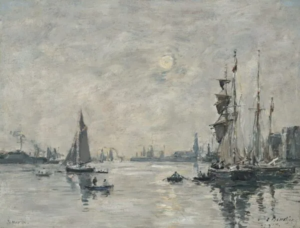 Le Havre. L'avant-port (1889) by Eugène Louis Boudin — original painting reproduced as a hand-painted oil on canvas