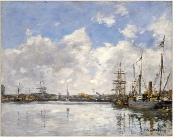Le Havre , the harbor (1884) by Eugène Louis Boudin — original painting reproduced as a hand-painted oil on canvas