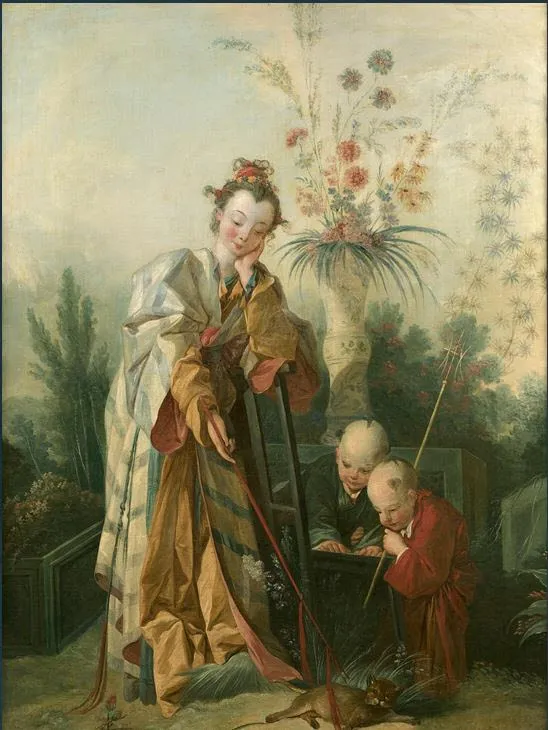 Le Mérite de tout pays (1742) by François Boucher — original painting reproduced as a hand-painted oil on canvas