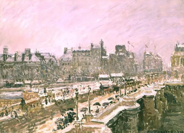 le Pont Neuf, Effet de Neige (1901) by Camille Pissarro — original painting reproduced as a hand-painted oil on canvas
