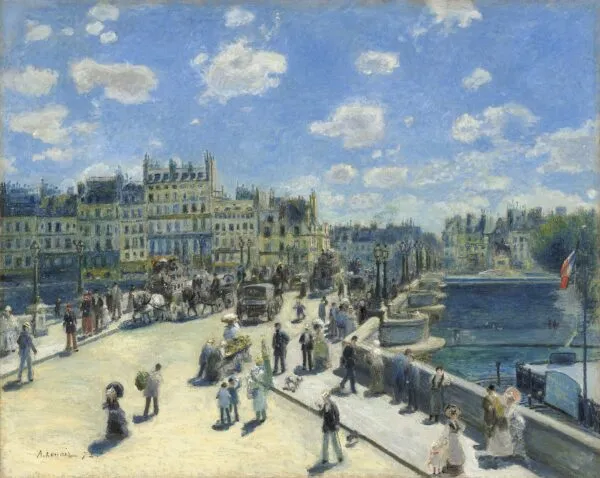 Le Pont Neuf (1872) by Pierre-Auguste Renoir — original painting reproduced as a hand-painted oil on canvas
