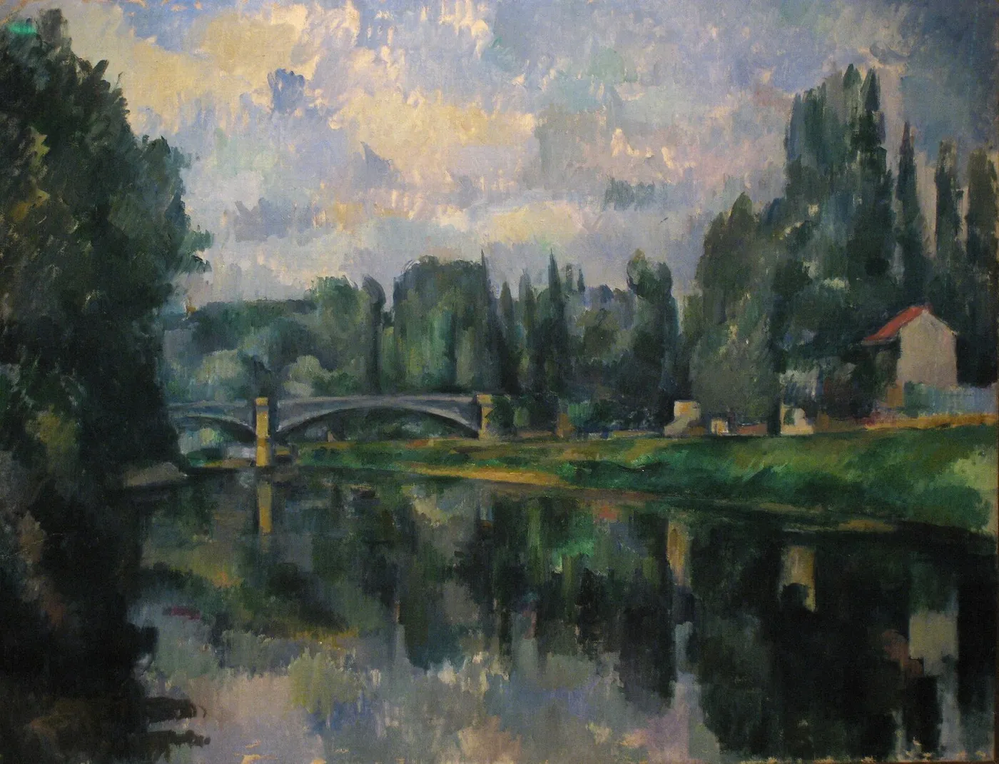 Le Pont sur la Marne à Créteil (1894) by Paul Cézanne — original painting reproduced as a hand-painted oil on canvas