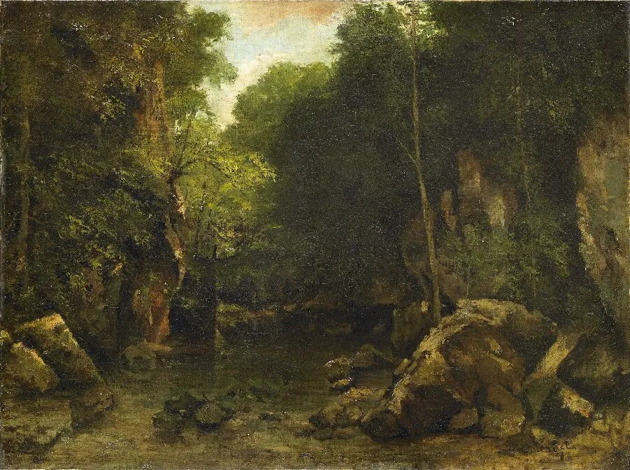 Le Puits-Noir (1865) by Gustave Courbet — original painting reproduced as a hand-painted oil on canvas