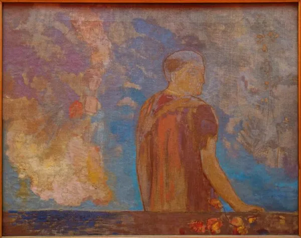 Le Regard (1910) by Odilon Redon — original painting reproduced as a hand-painted oil on canvas