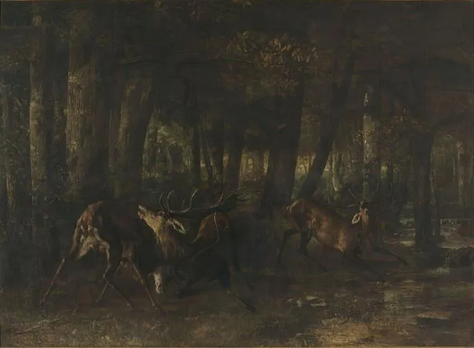 Le Rut du printemps. Combat de cerfs — Gustave Courbet