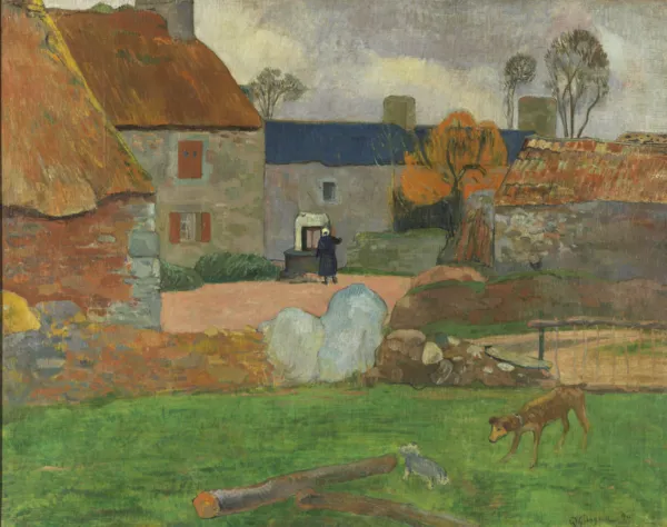 Le Toit bleu (1890) by Paul Gauguin — original painting reproduced as a hand-painted oil on canvas