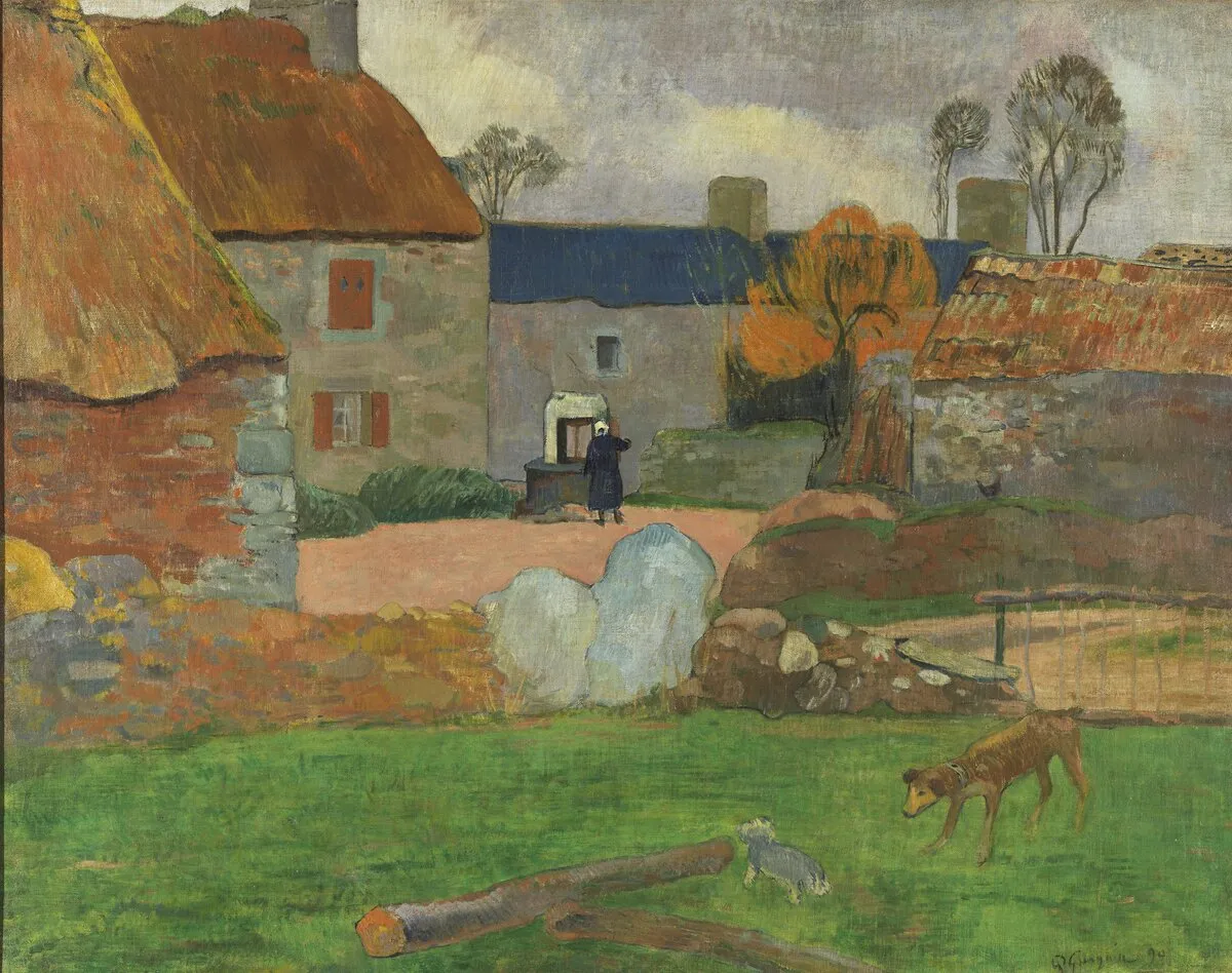 Le Toit bleu (1890) by Paul Gauguin — original painting reproduced as a hand-painted oil on canvas