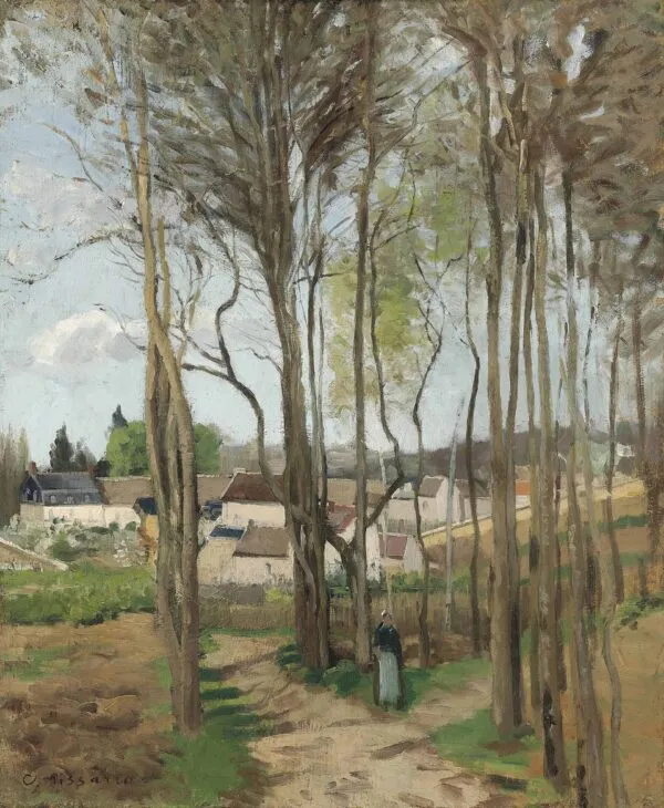 Le village à travers les arbres by Camille Pissarro — original painting reproduced as a hand-painted oil on canvas