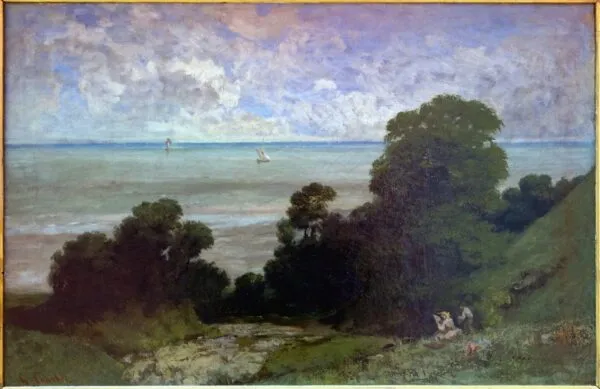 L'Embouchure de la Seine (1841) by Eugène Louis Boudin — original painting reproduced as a hand-painted oil on canvas