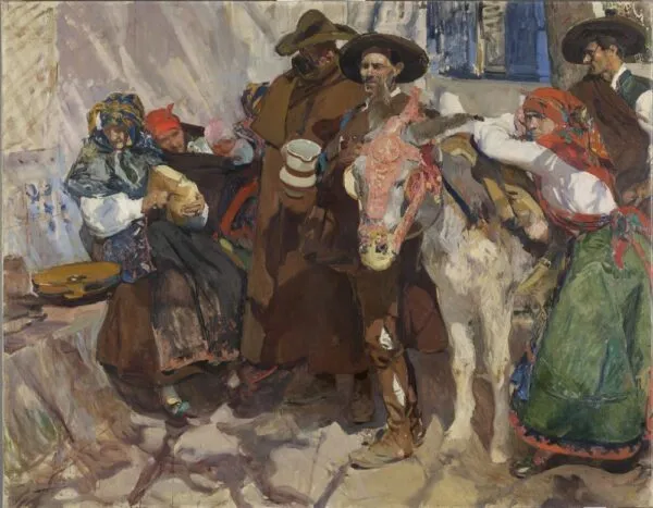 Leon villagers (1907) by Joaquín Sorolla — original painting reproduced as a hand-painted oil on canvas