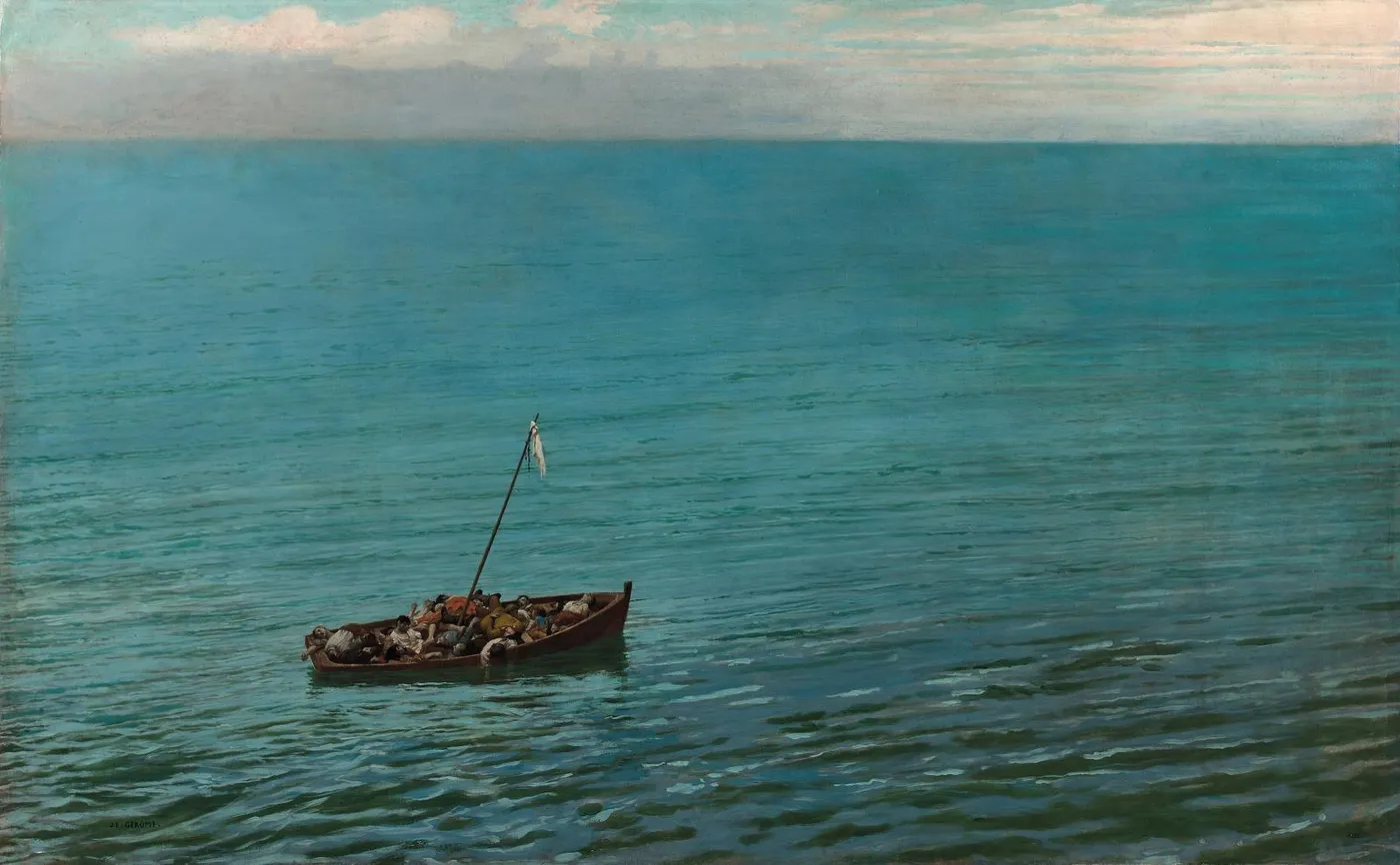L'Épave (1901) by Jean-Léon Gérôme — original painting reproduced as a hand-painted oil on canvas