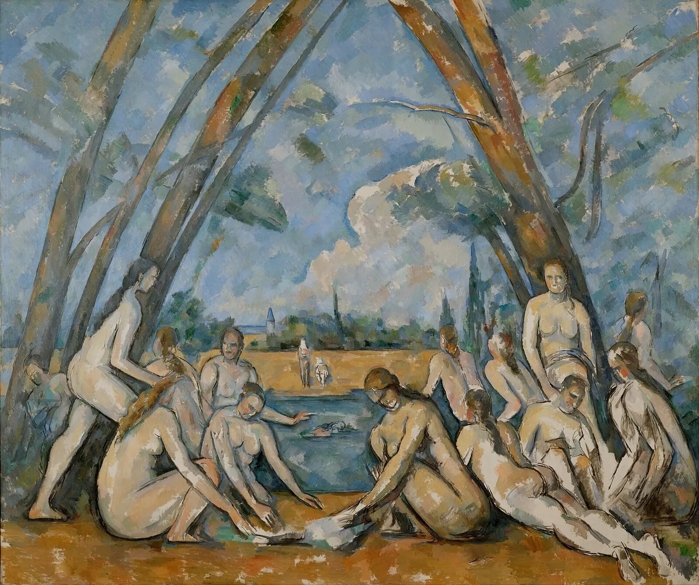 Les Grandes Baigneuses (1906) by Paul Cézanne — original painting reproduced as a hand-painted oil on canvas