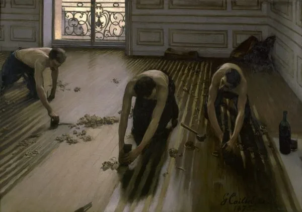 Les raboteurs de parquet (1875) by Gustave Caillebotte — original painting reproduced as a hand-painted oil on canvas