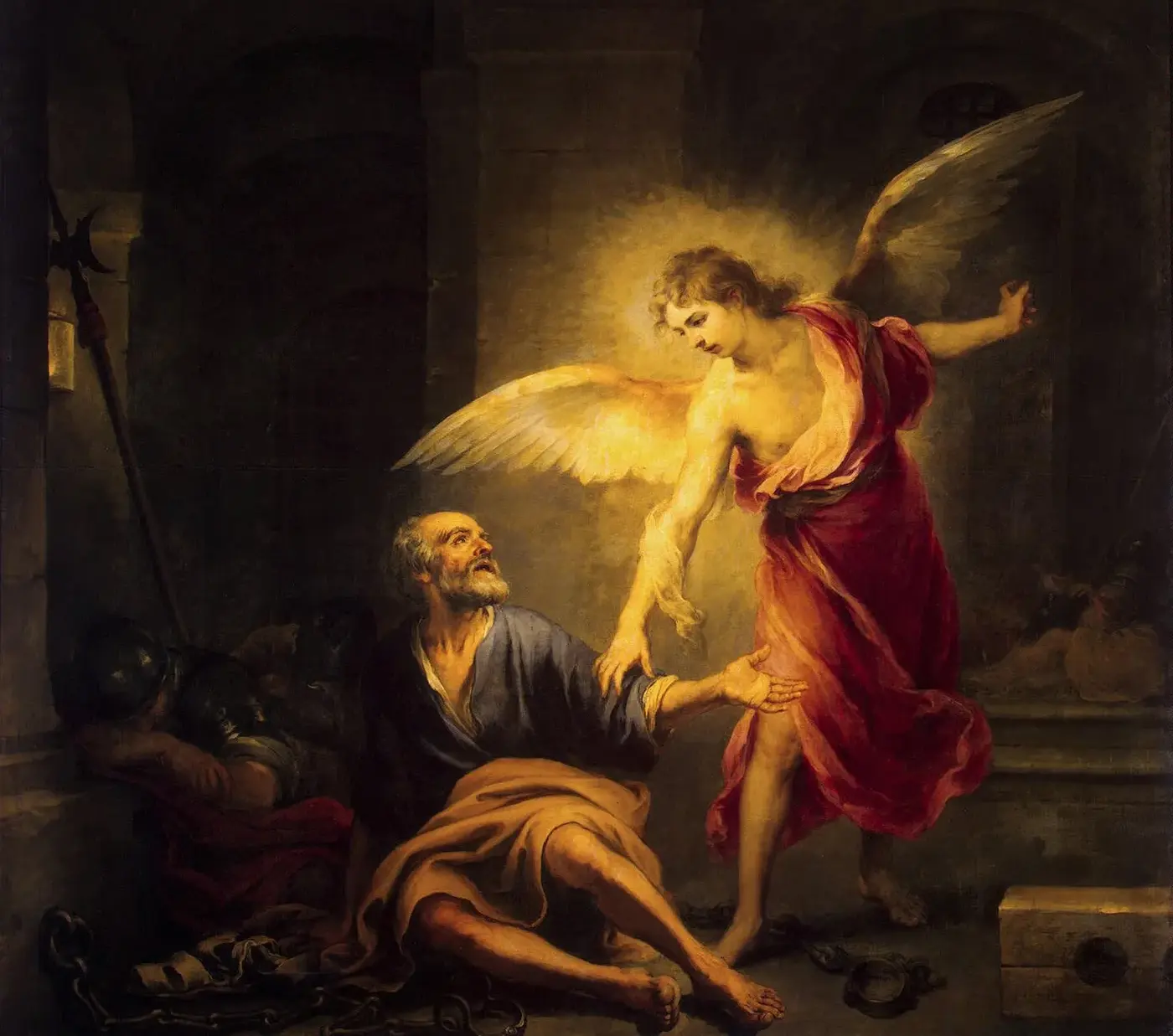 Liberation of Saint Peter (1665) by Bartolomé Esteban Murillo — original painting reproduced as a hand-painted oil on canvas