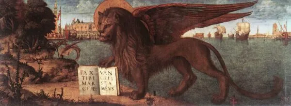 Lion of Saint Mark (1516) by Vittore Carpaccio — original painting reproduced as a hand-painted oil on canvas