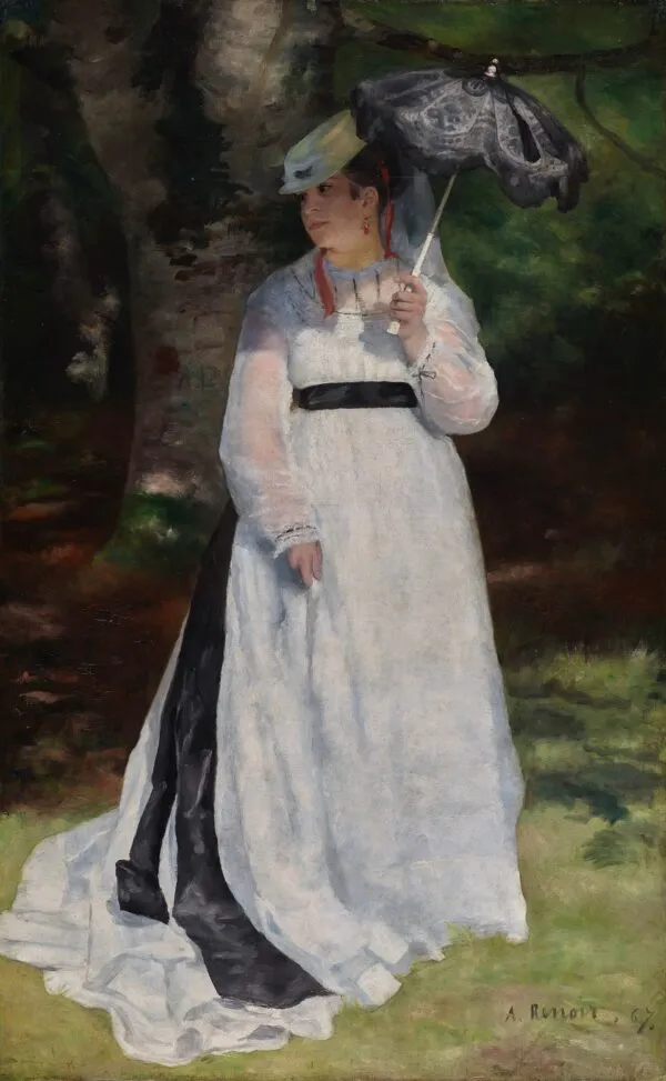 Lise with a Parasol (1867) by Pierre-Auguste Renoir — original painting reproduced as a hand-painted oil on canvas