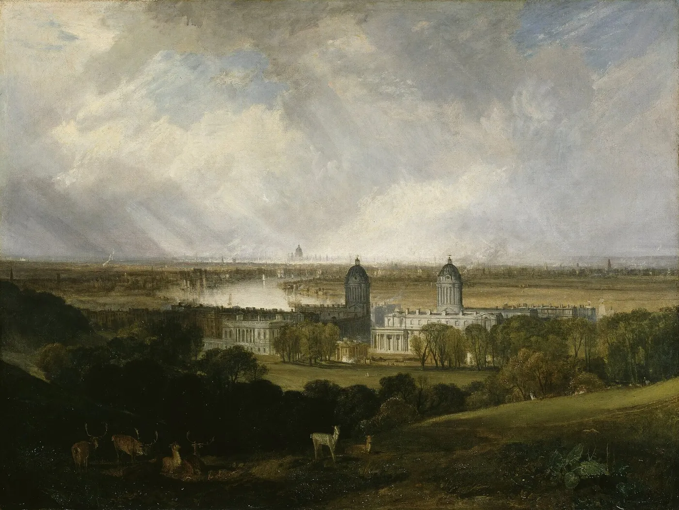 London from Greenwich Park (1809) by J. M. W. Turner — original painting reproduced as a hand-painted oil on canvas