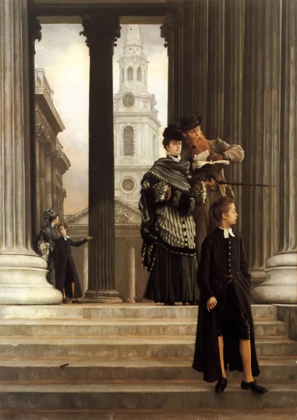 London Visitors (1874) by James Tissot — original painting reproduced as a hand-painted oil on canvas