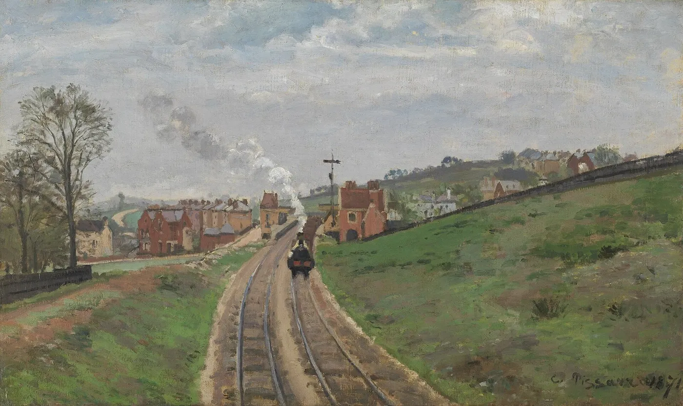 Lordship Lane Station, Dulwich (1871) by Camille Pissarro — original painting reproduced as a hand-painted oil on canvas
