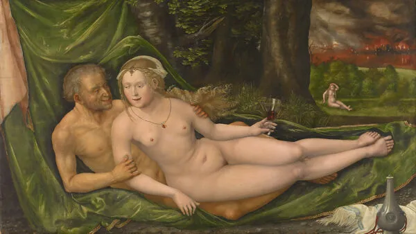 Lot and his daughters (1537) by Albrecht Altdorfer — original painting reproduced as a hand-painted oil on canvas