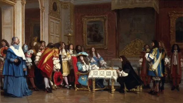 Louis XIV and Molière (1862) by Jean-Léon Gérôme — original painting reproduced as a hand-painted oil on canvas