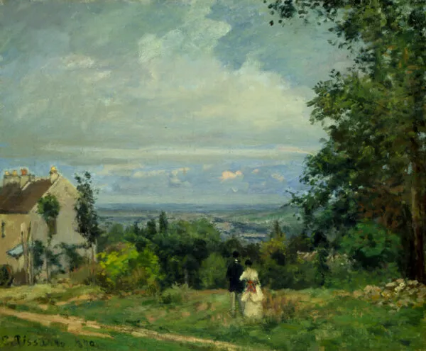 Louveciennes (1870) by Camille Pissarro — original painting reproduced as a hand-painted oil on canvas