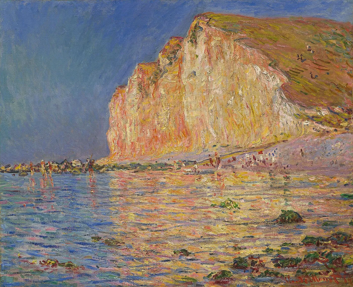 Low Tide at Les Petites-Dalles (1884) by Claude Monet — original painting reproduced as a hand-painted oil on canvas