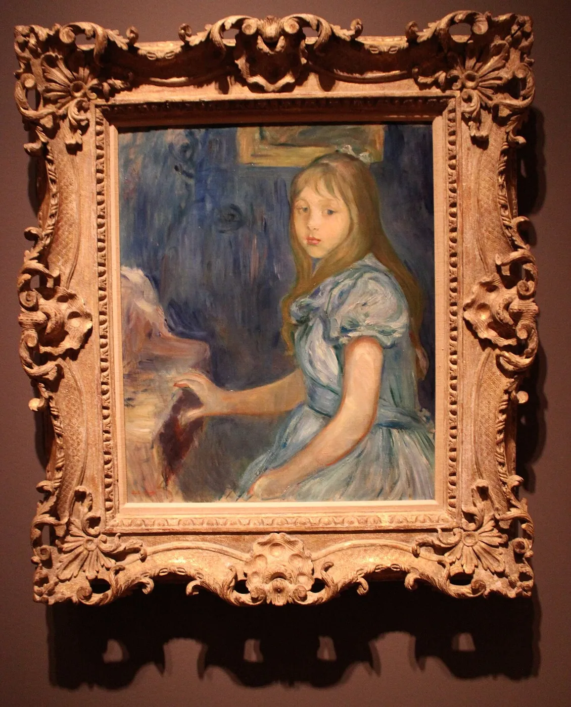 Lucie Léon at the Piano (1892) by Berthe Morisot — original painting reproduced as a hand-painted oil on canvas