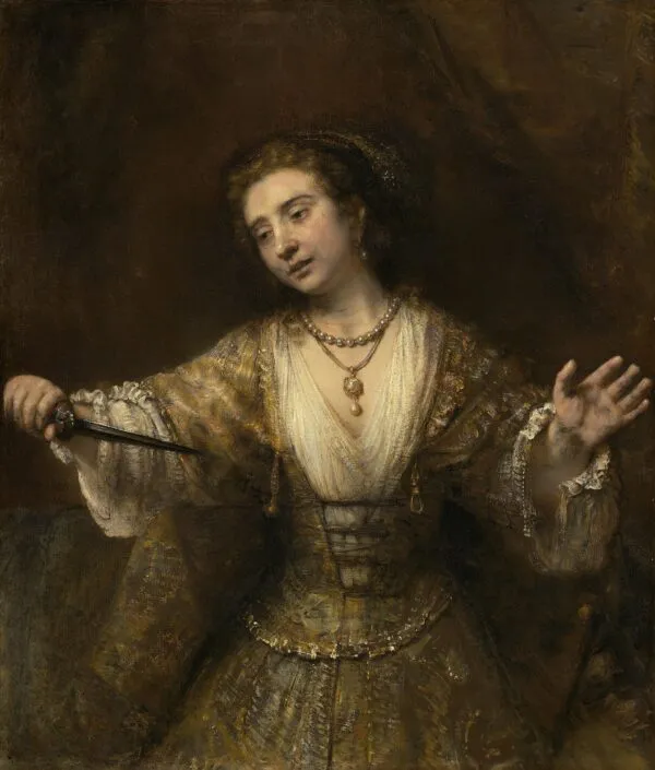 Lucretia (1664) by Rembrandt — original painting reproduced as a hand-painted oil on canvas