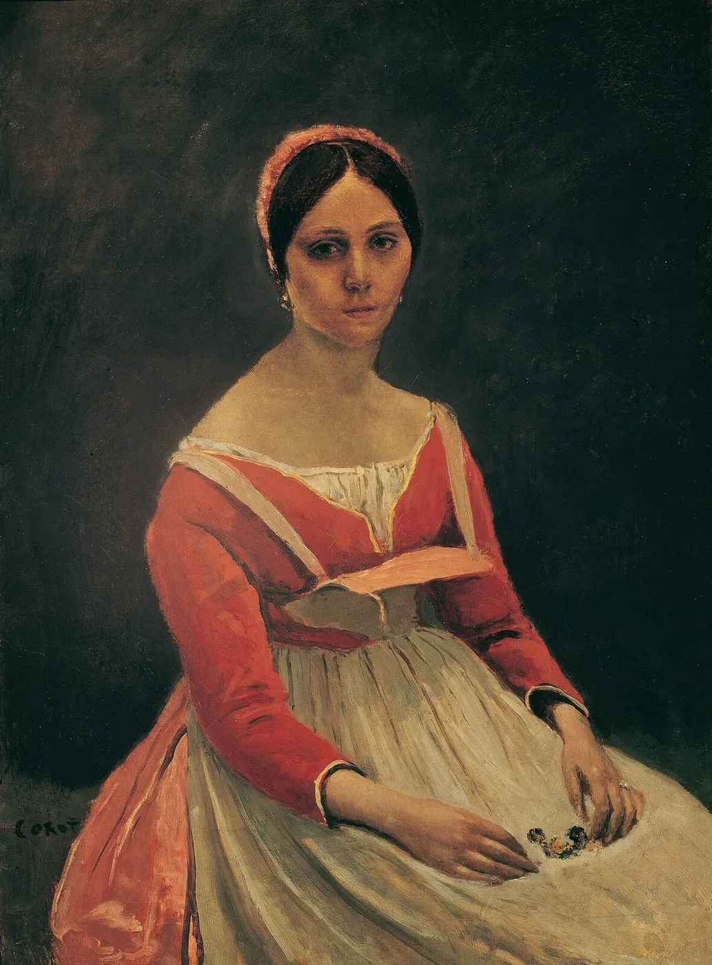Madame Legois (1840) by Jean-Baptiste Camille Corot — original painting reproduced as a hand-painted oil on canvas