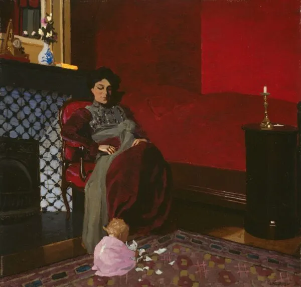 Madame Vallotton and her Niece, Germaine Aghion (1899) by Félix Vallotton — original painting reproduced as a hand-painted oil on canvas