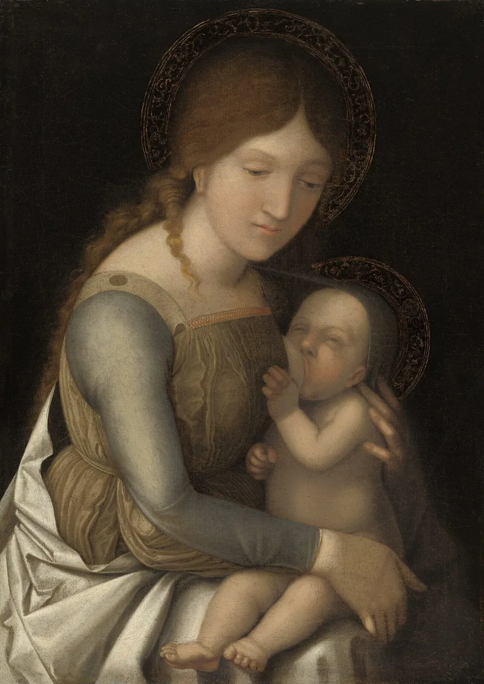 Madonna and Child (1508) by Antonio da Correggio — original painting reproduced as a hand-painted oil on canvas